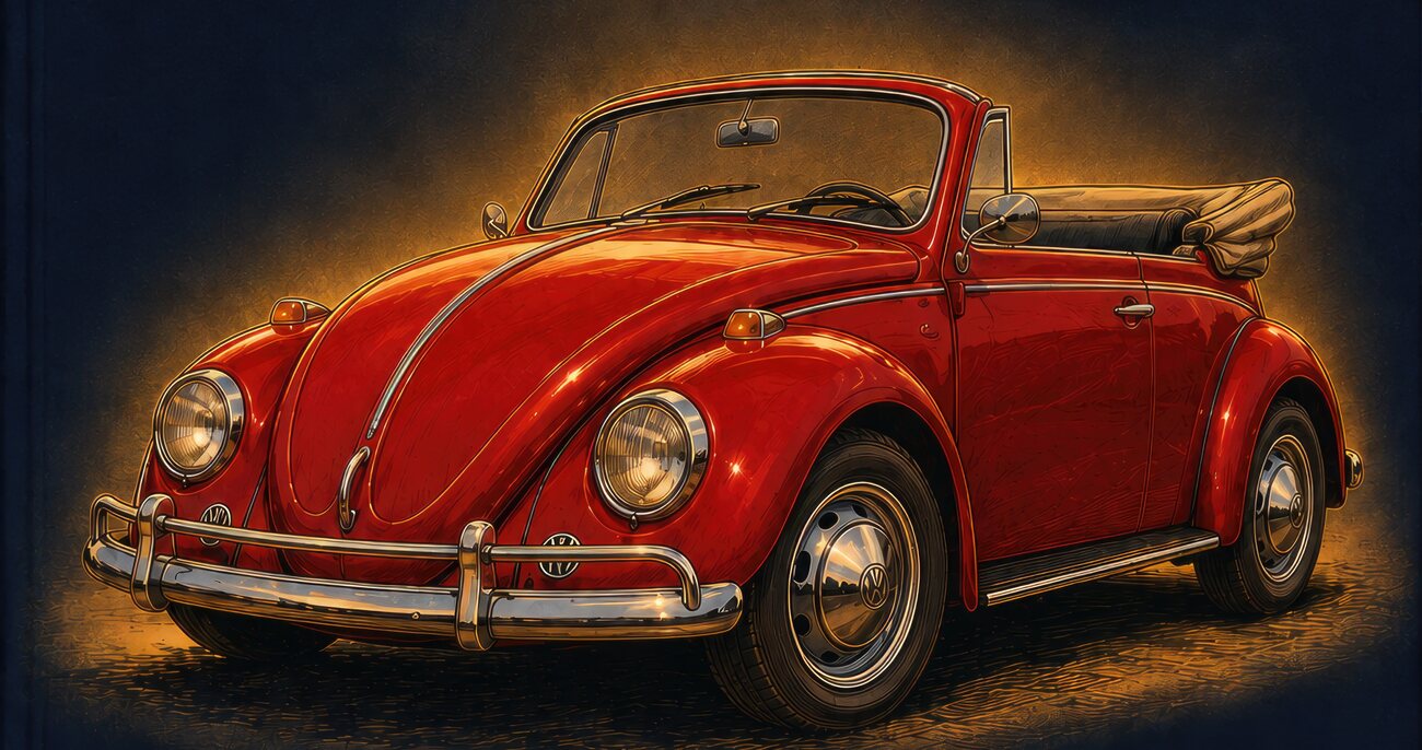 Roter VW Käfer Cabrio